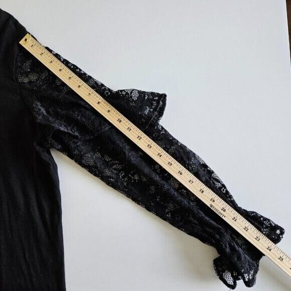 Stella And Dot Top Womens 1X Black LS Lace Ruffles Goth Whimsigoth Witchy Boho - Picture 7 of 12